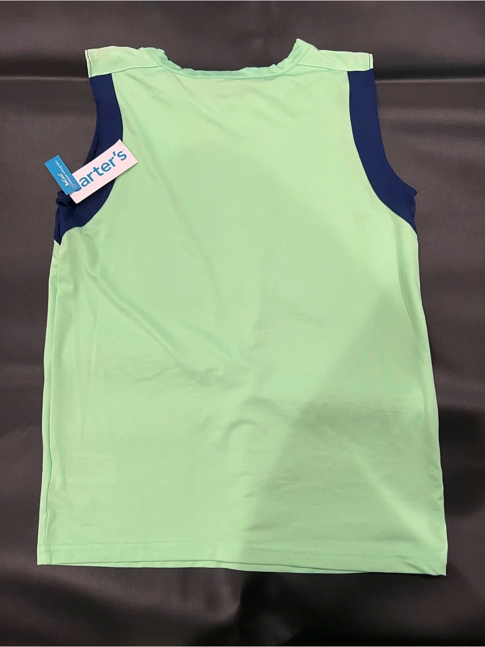 Carter's Lime Green Sleeveless Tank with Navy Panels size 10